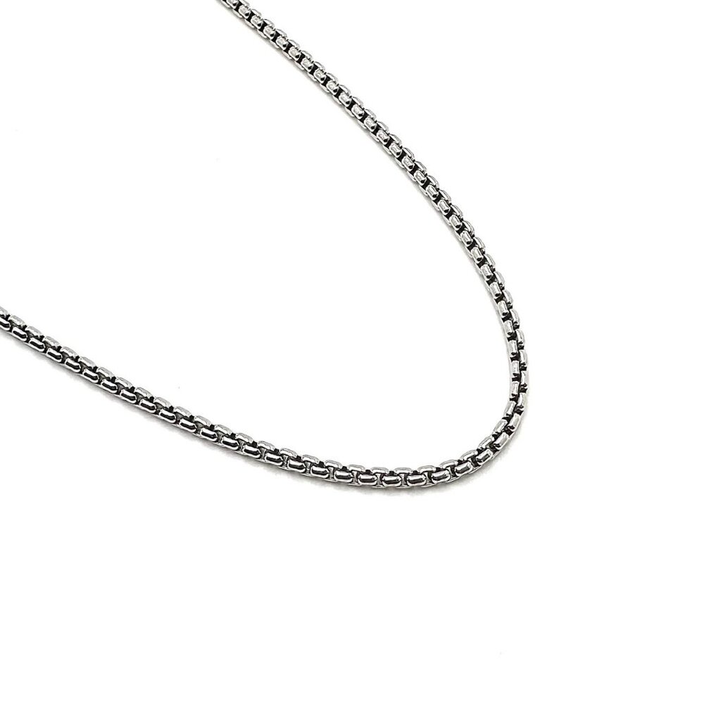 Italian 925 Sterling Silver Polished Rhodium Box Chain Link Necklace 20"